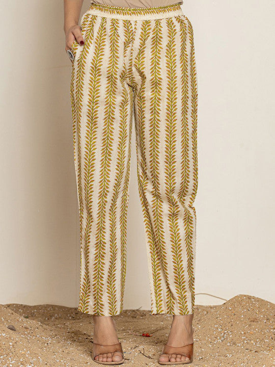 Yufta Round Neck Floral Printed Gotta Patti Pure Cotton Kurta with Trouser & Dupatta