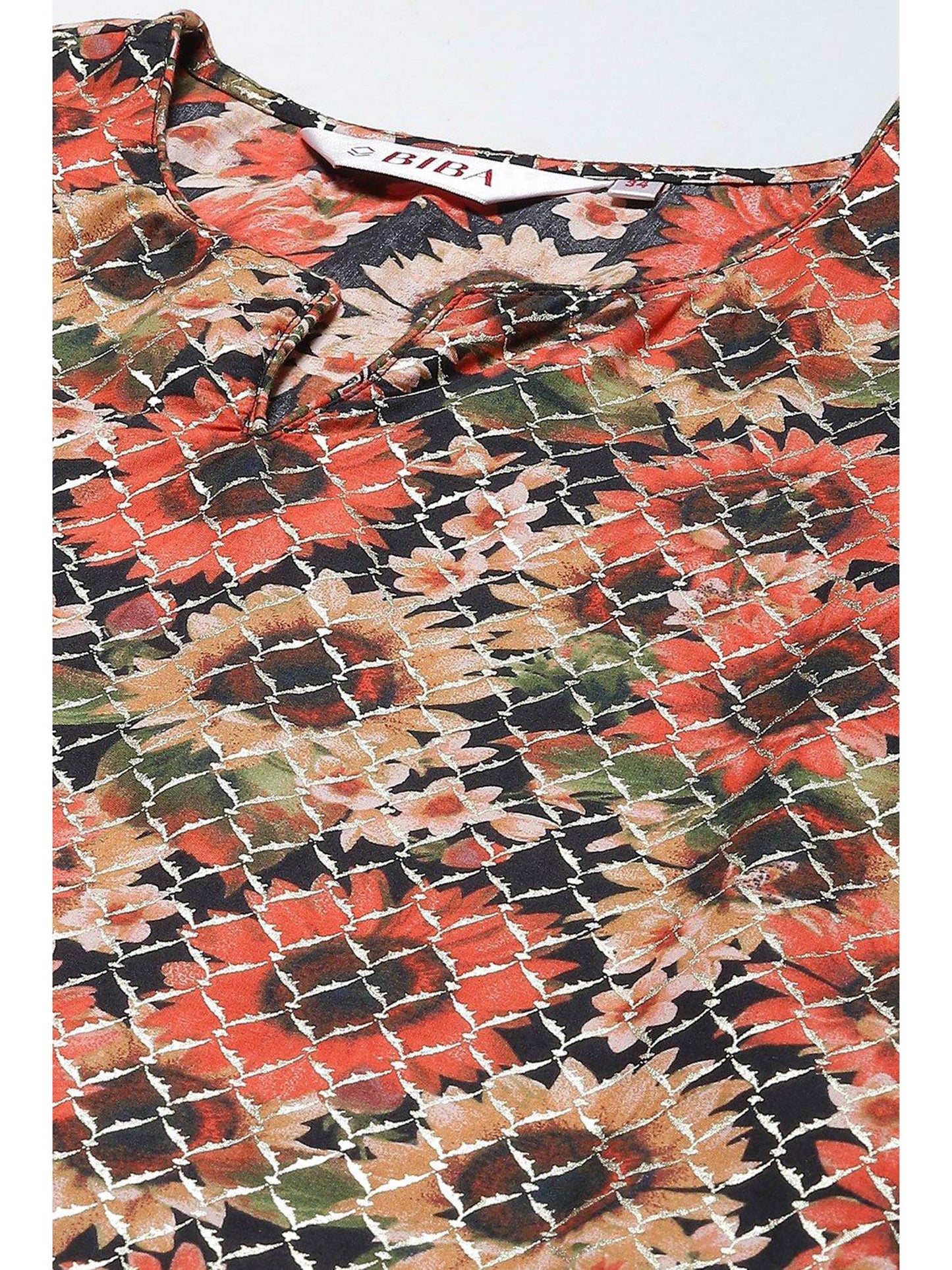 Black &amp; Multi Floral Printed Kurta (Set of 3)