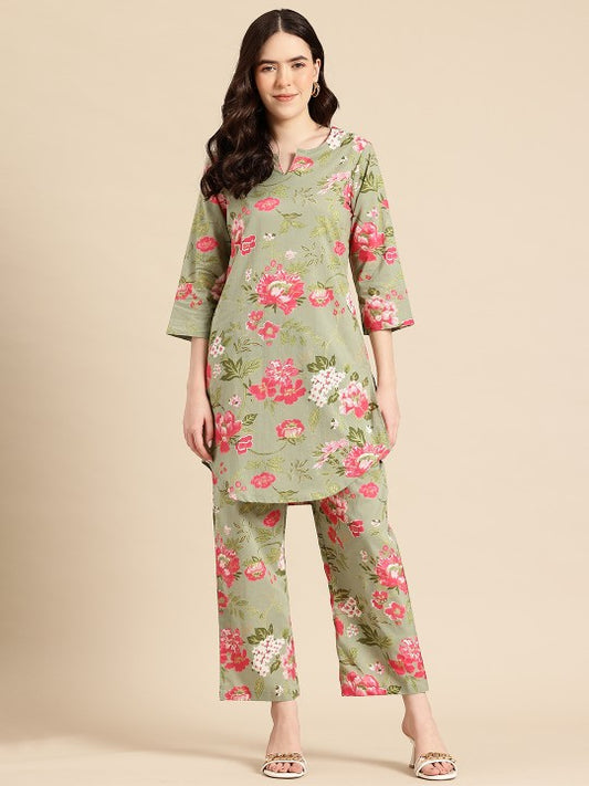 A&K Floral Printed Pure Cotton Co-Ords