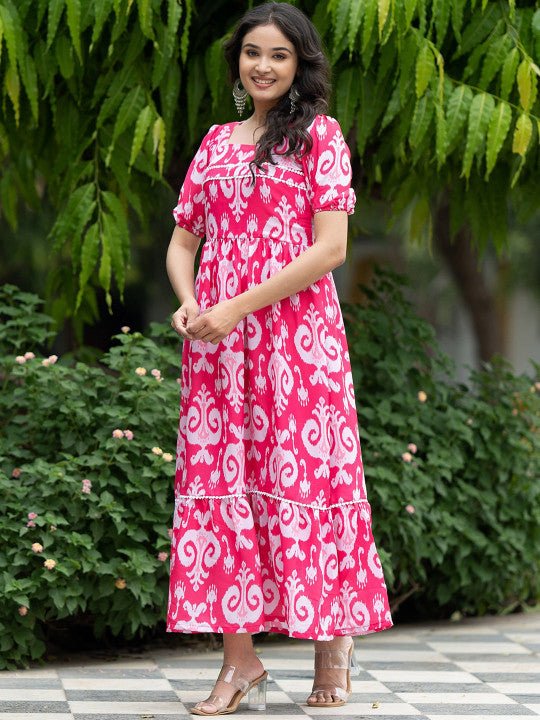 ASPORA Printed Maxi Ethnic Dresses