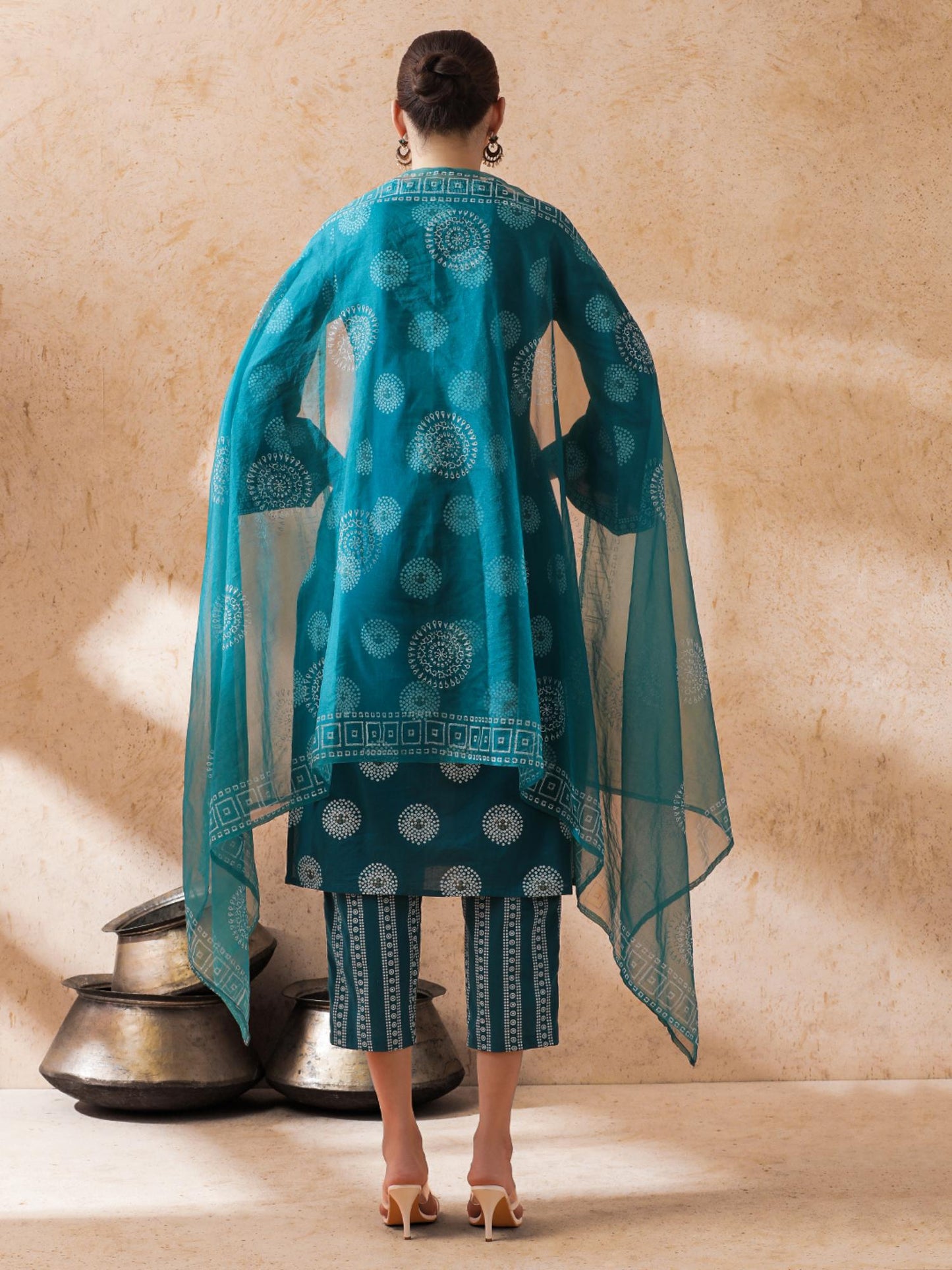 Women Blue Printed Kurta with Pant and Dupatta (Set of 3)