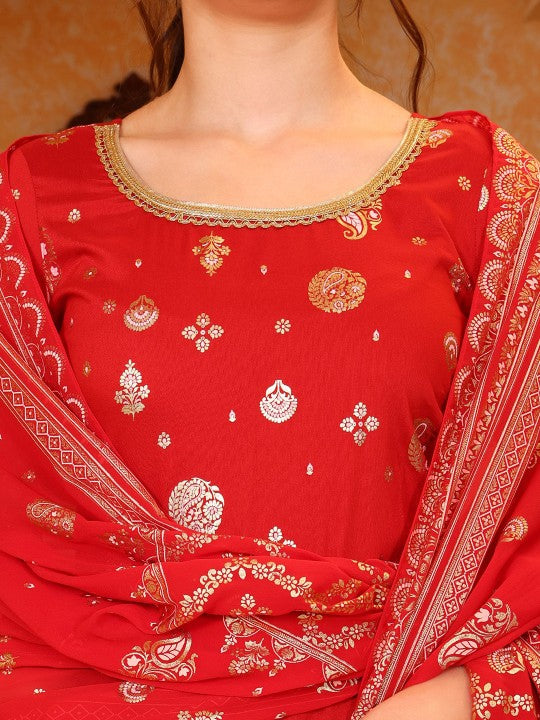 AURELIA Women Floral Printed Kurta with Palazzo & Dupatta