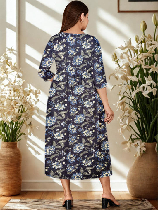 Vaidiki Women Maternity Floral Flared Ethnic Dress