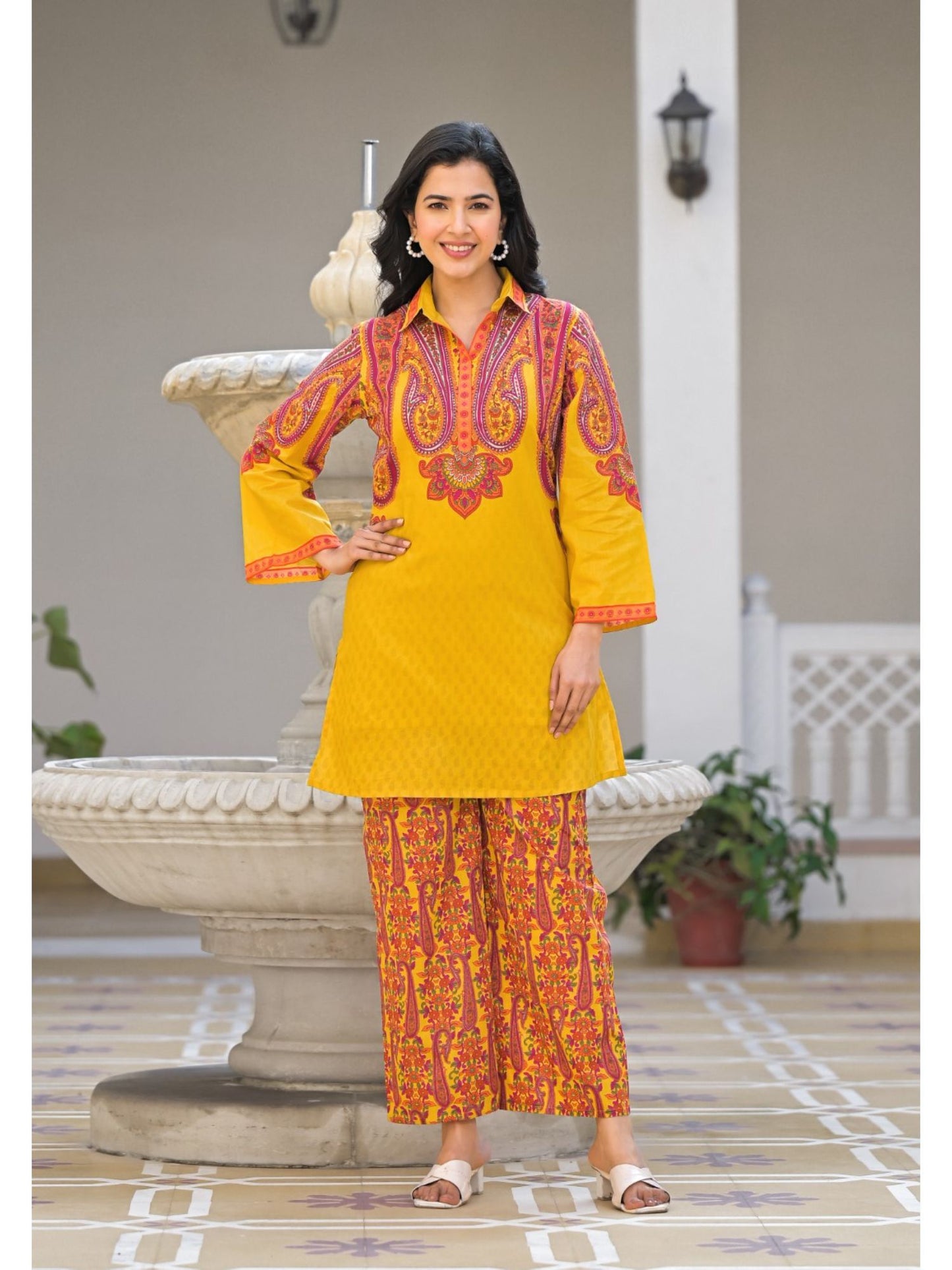 Bhakti Sunshine Cotton Co-Ord-Yellow (Set of 2)