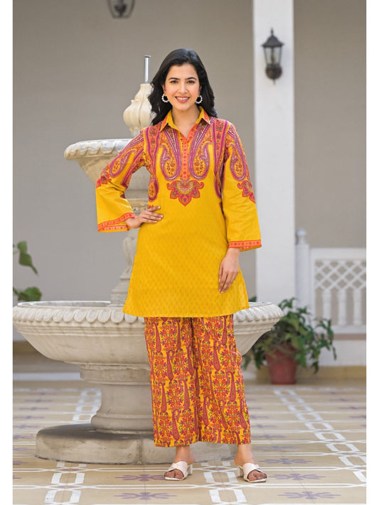 Bhakti Sunshine Cotton Co-Ord-Yellow (Set of 2)