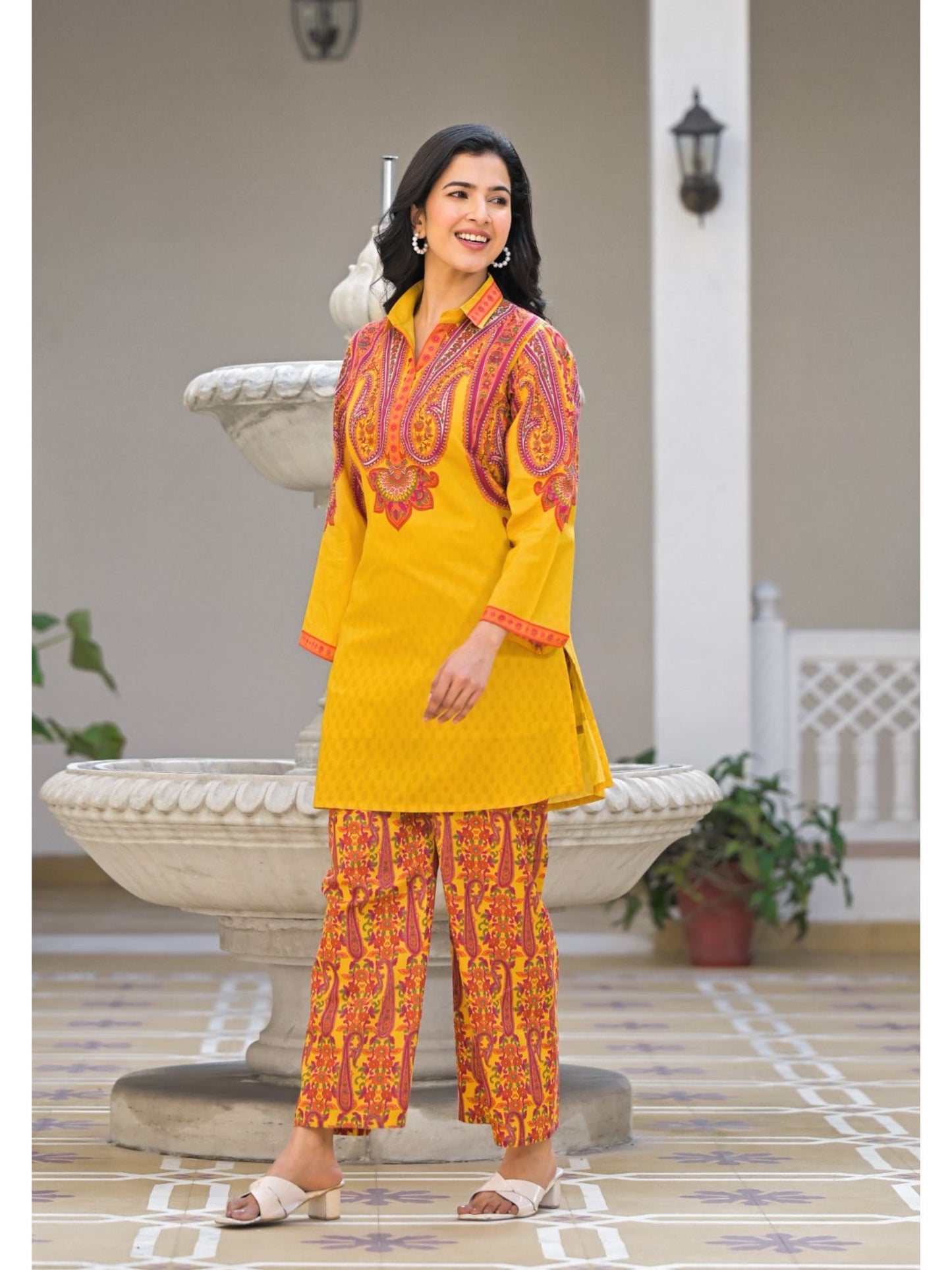 Bhakti Sunshine Cotton Co-Ord-Yellow (Set of 2)