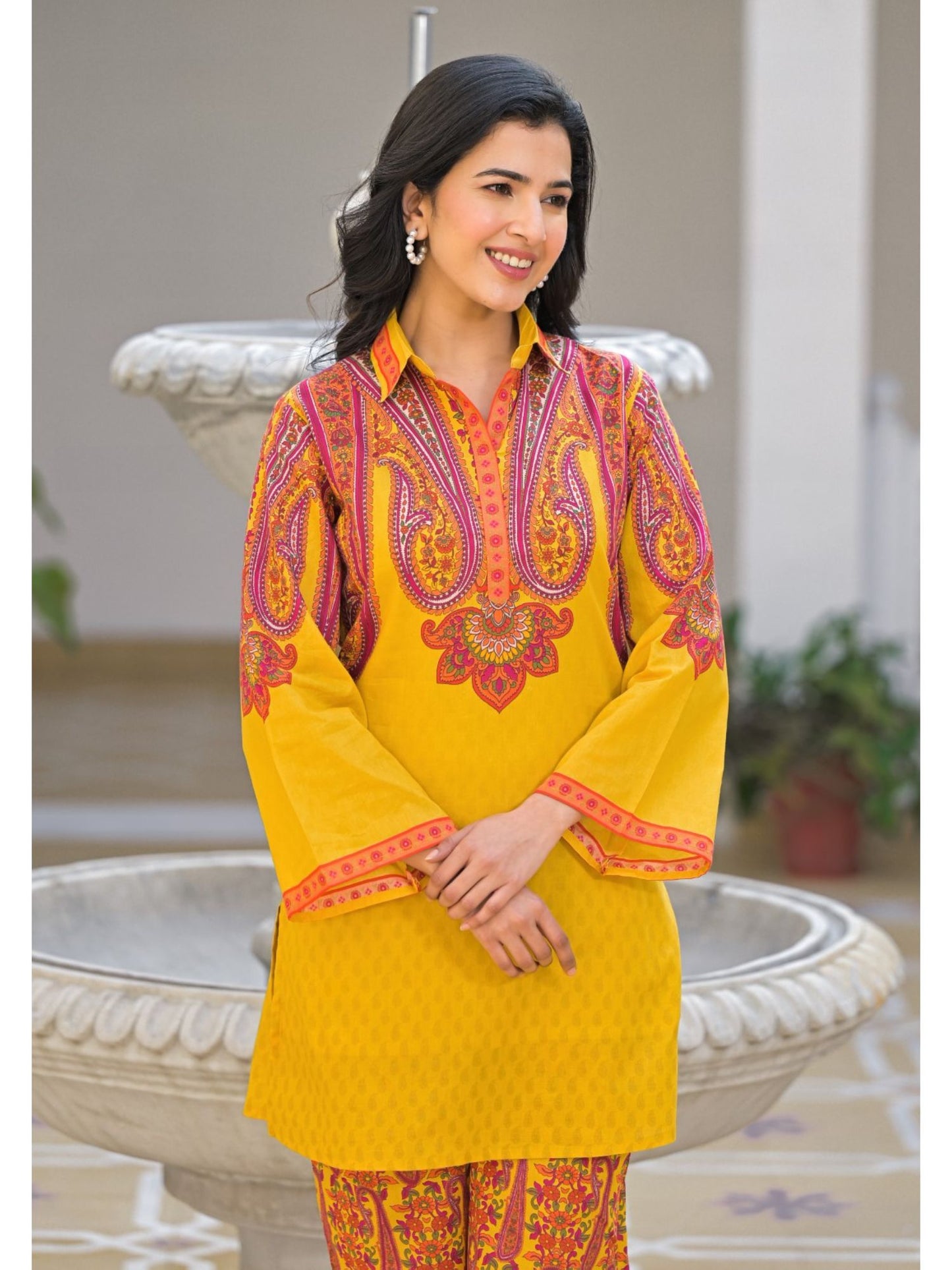 Bhakti Sunshine Cotton Co-Ord-Yellow (Set of 2)