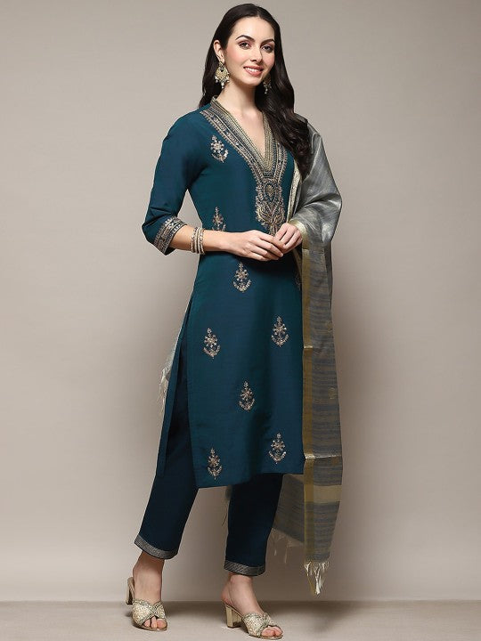 Biba Ethnic Motifs Yoke Design Thread Work Sequined Kurta