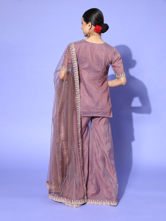 Inddus Women Floral Thread Sequinned Embroidered Kurta