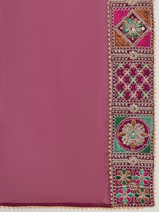ADORNIA Woven Design Embroidered Thread Work Anarkali Kurta