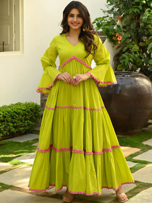 Bunaai Cotton Fit & Flared Ethnic Dress