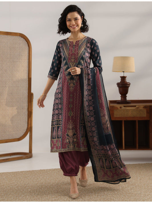 Womens Black Kurta with Salwar and Pant Dupatta (Set of 3)
