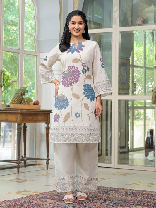 Imperial Floral Cotton Blue &amp; White Co-Ord (Set of 2)