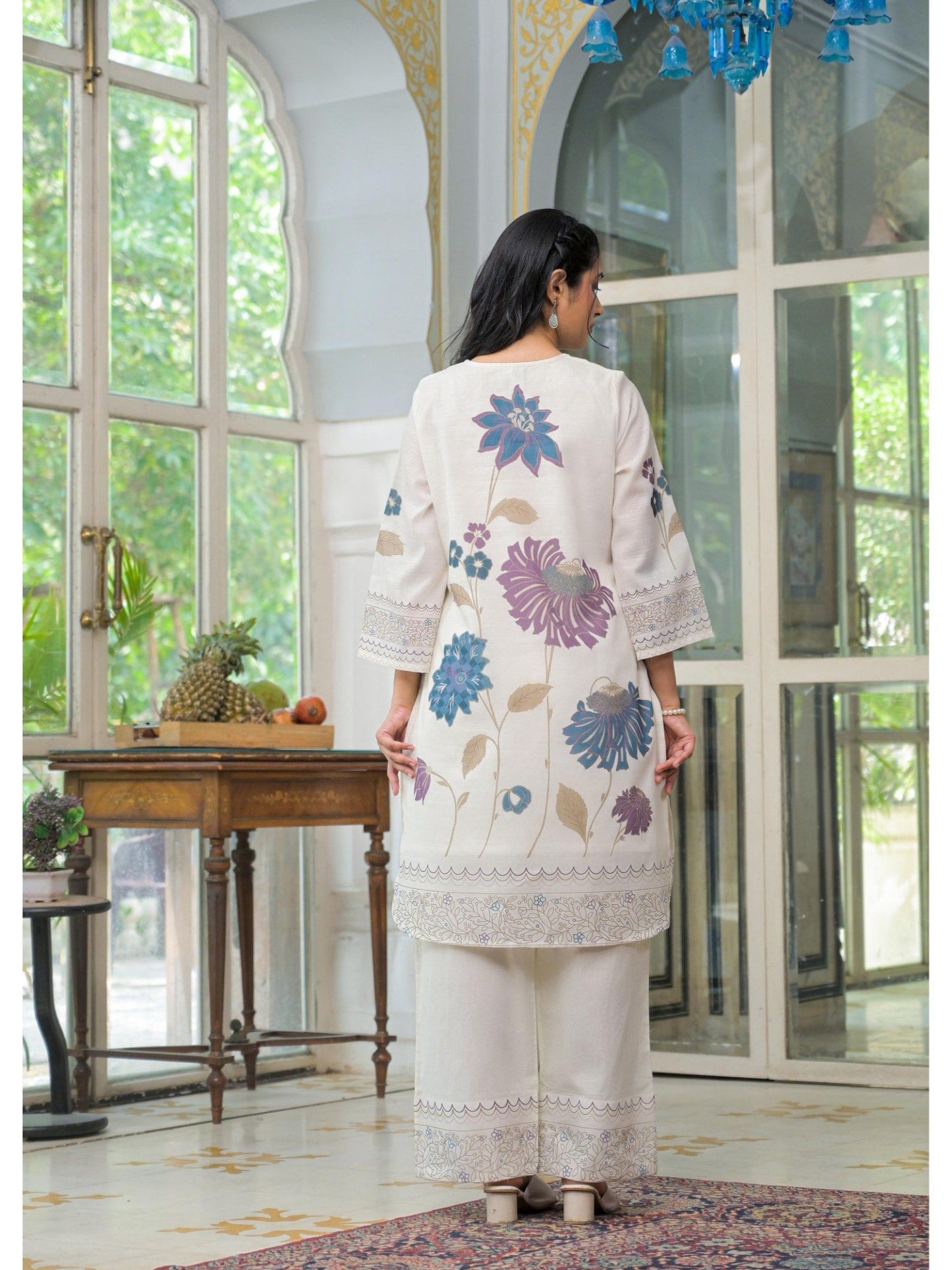 Imperial Floral Cotton Blue &amp; White Co-Ord (Set of 2)