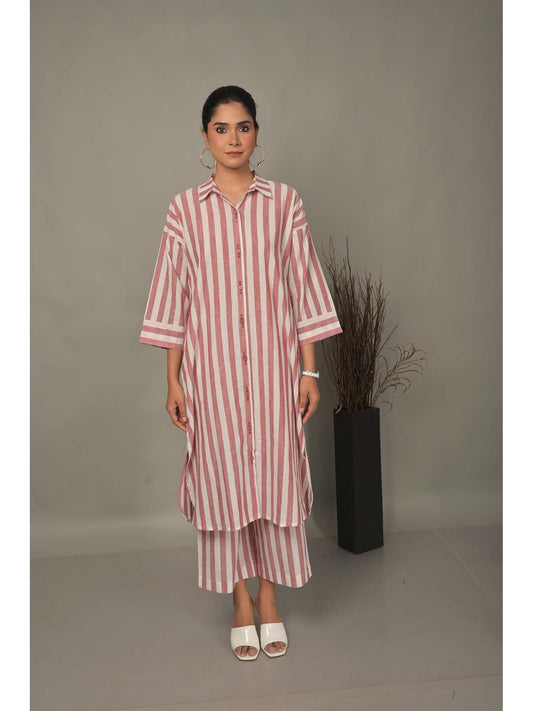 Womens Stripes Pink Co-Ord (Set of 2)