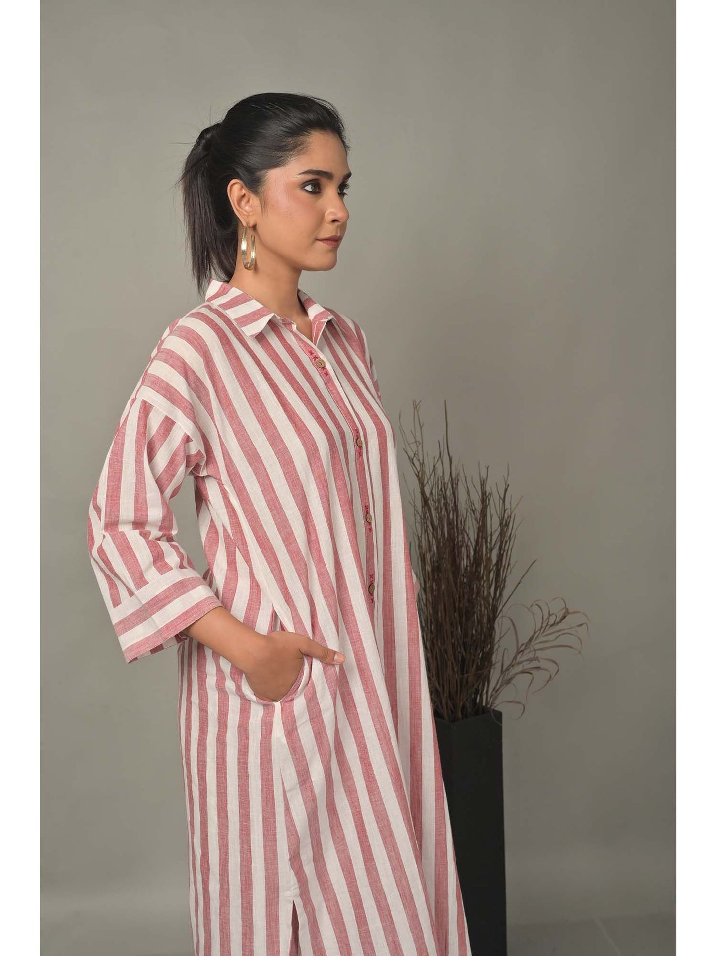 Womens Stripes Pink Co-Ord (Set of 2)