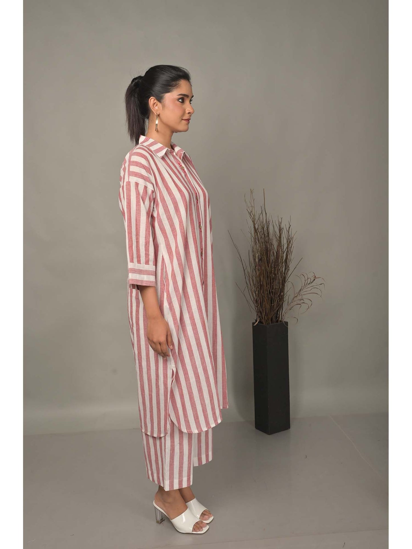 Womens Stripes Pink Co-Ord (Set of 2)