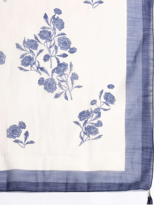 Indo Era Floral Embroidered Thread Work Pure Cotton Kurta with Trousers & With Dupatta