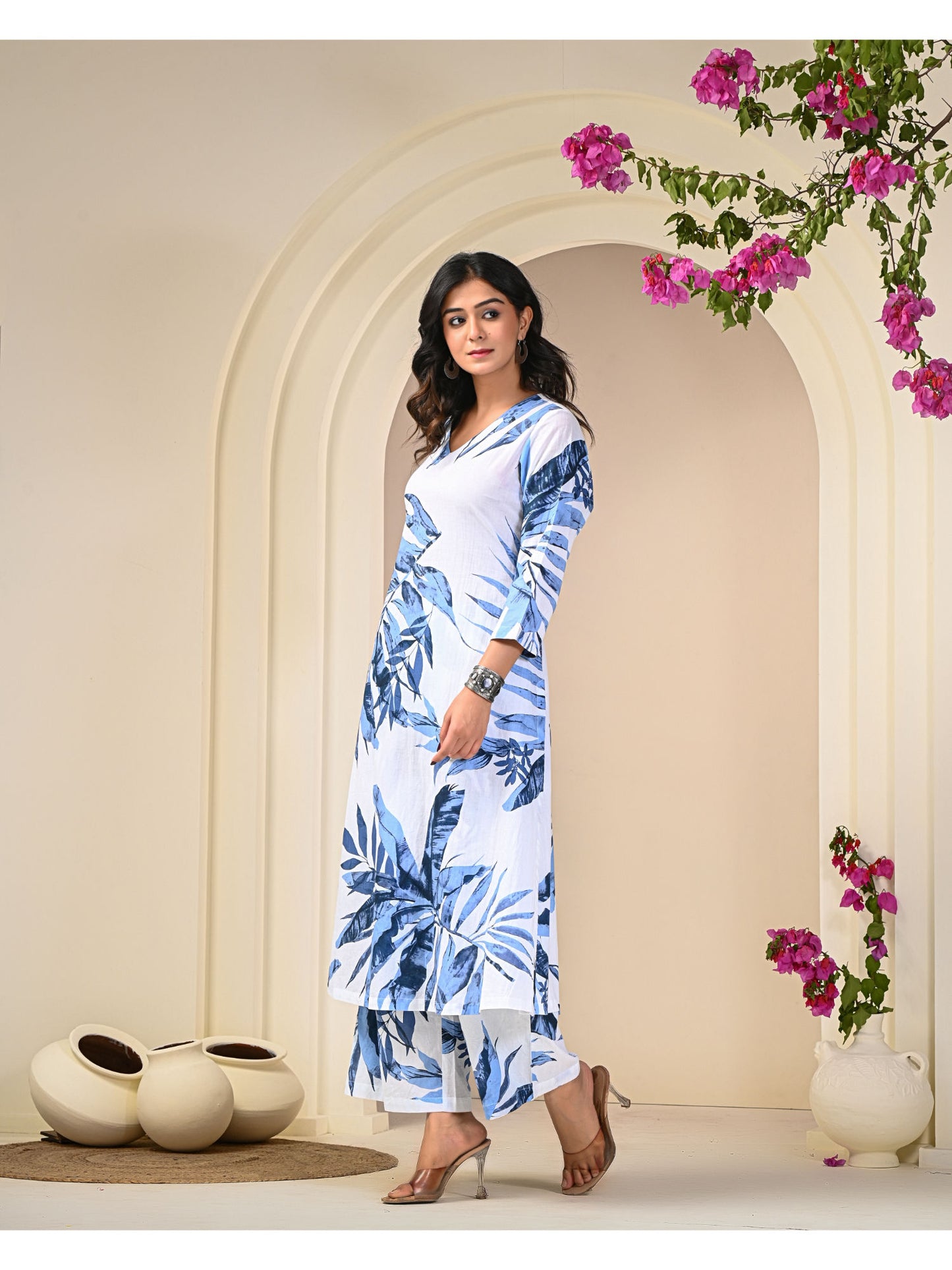 White Print Cotton Co-Ord (Set of 2)