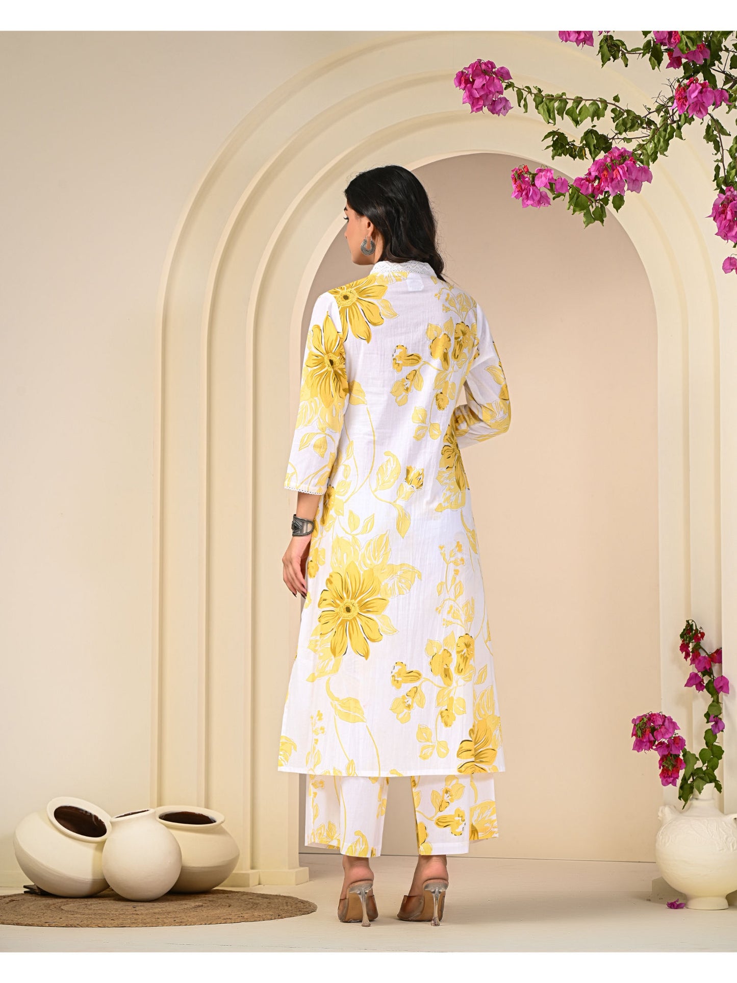 Yellow White Printed Co-Ord (Set of 2)