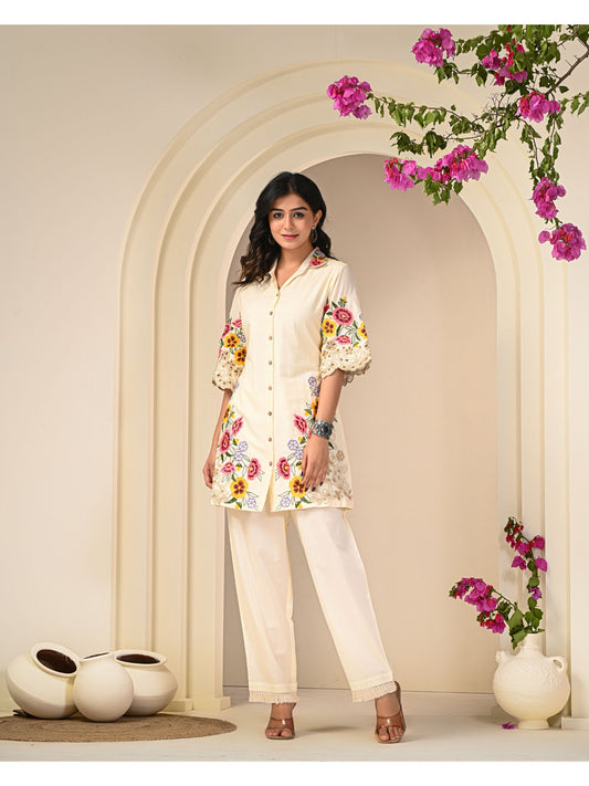 Colourful Embroidered Cotton Co-Ord (Set of 2)