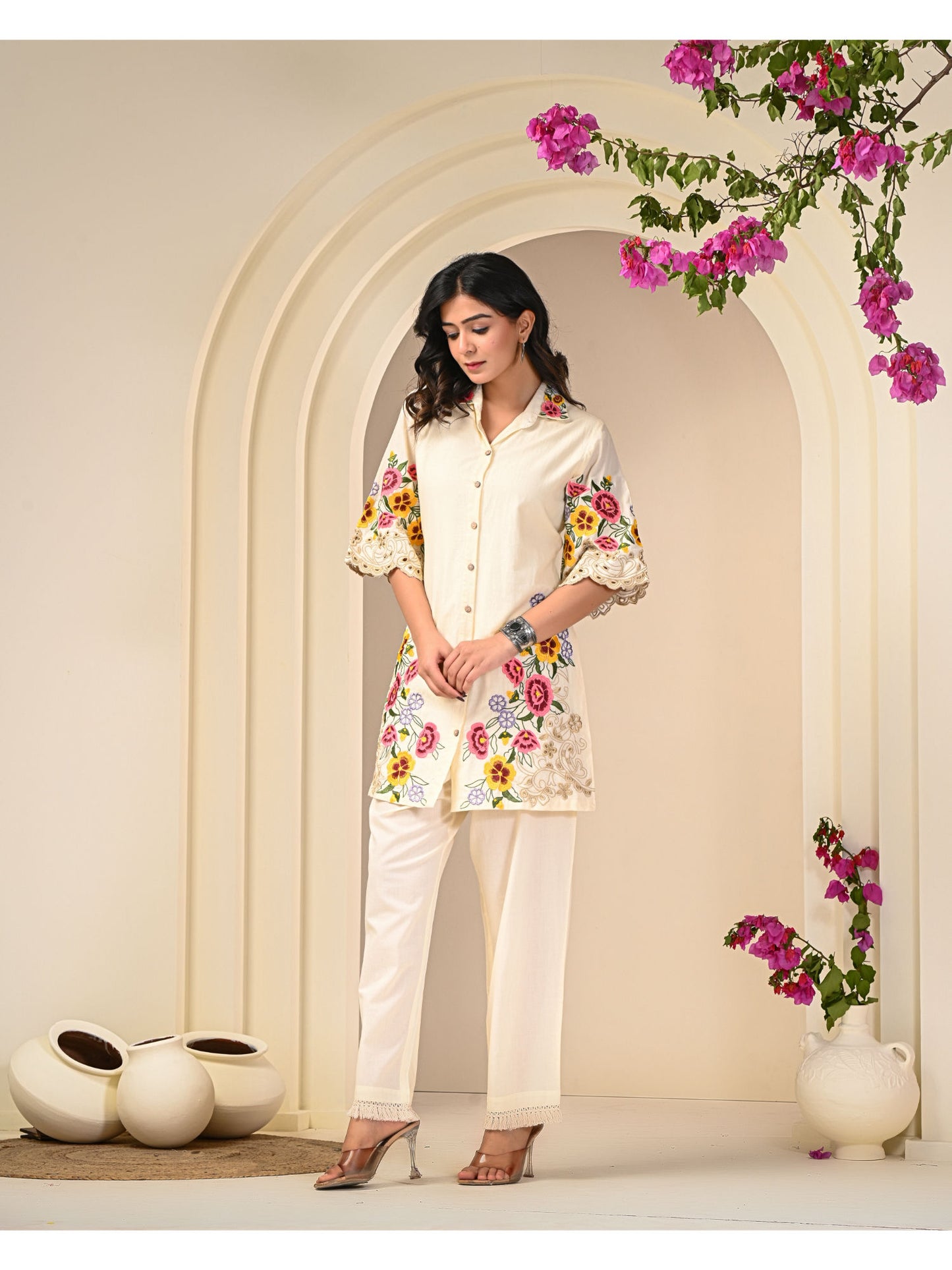 Colourful Embroidered Cotton Co-Ord (Set of 2)