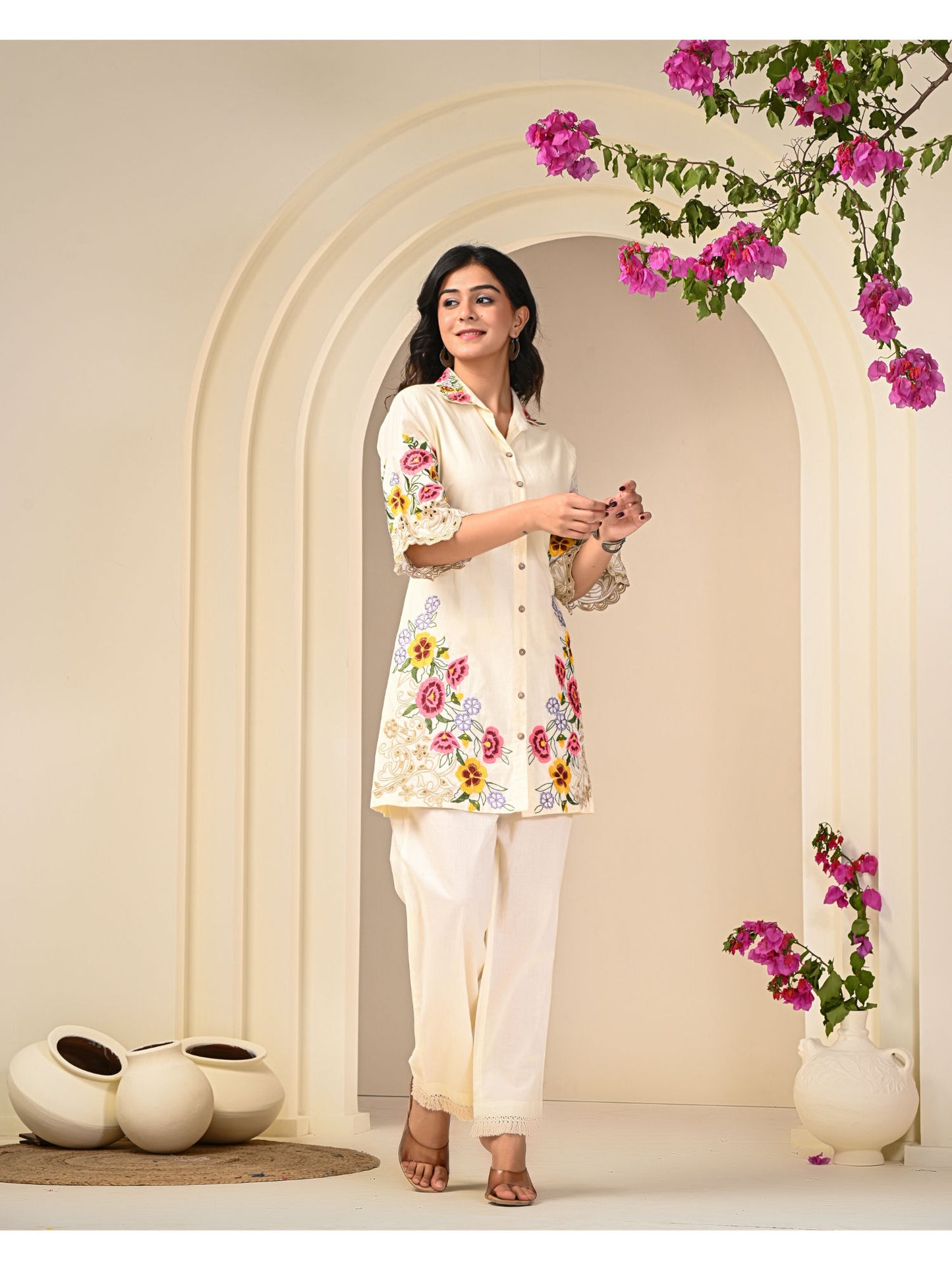 Colourful Embroidered Cotton Co-Ord (Set of 2)