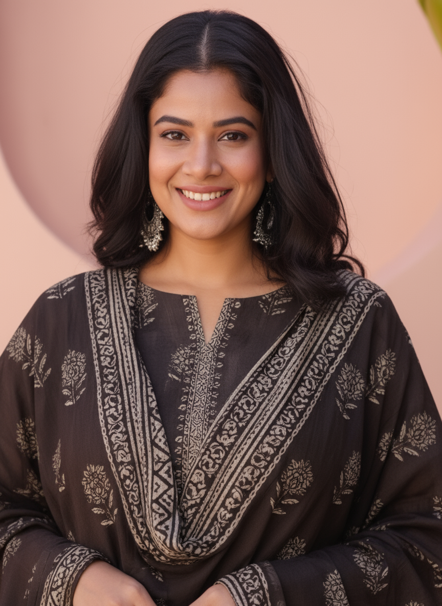 Embroidered Viscose Butta A-line Blue Kurta
