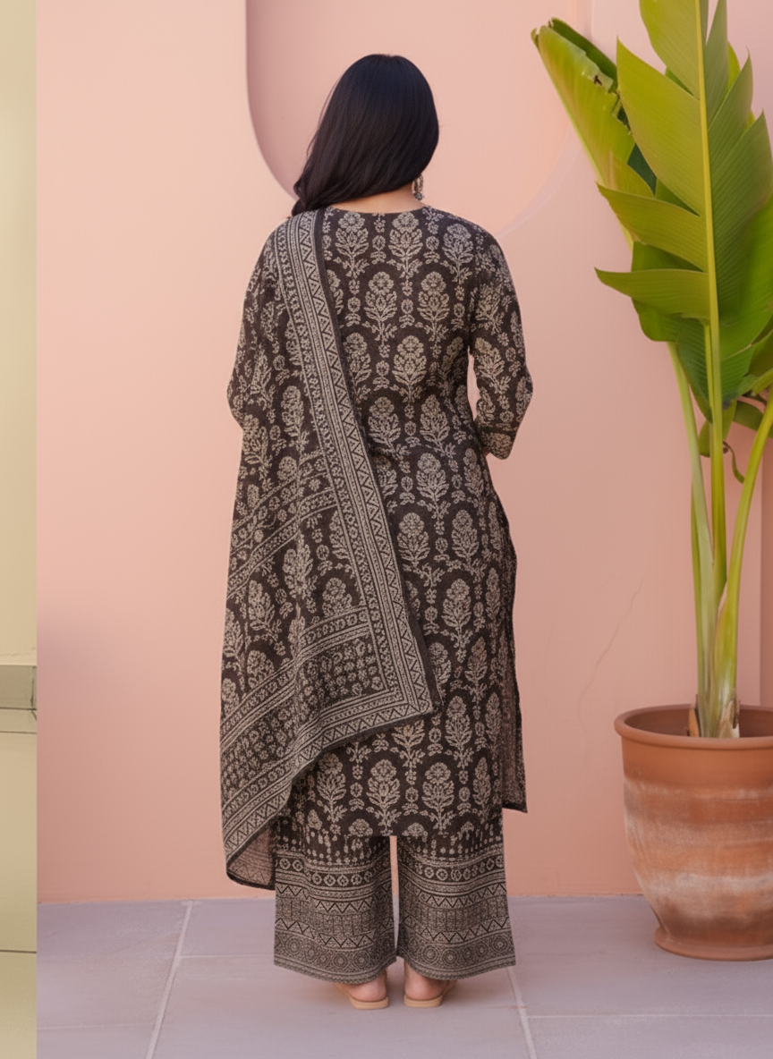 Embroidered Viscose Butta A-line Blue Kurta