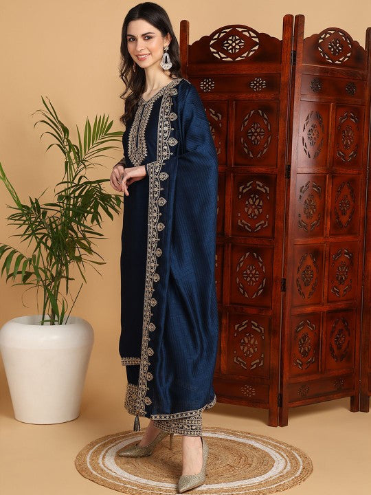 House of Pataudi Embroidered Straight Kurta