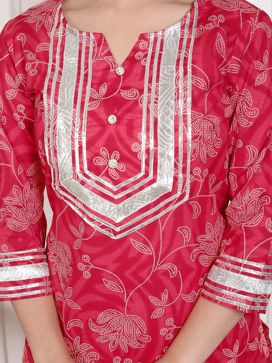 Doriyaan Women Floral Printed Regular Pure Cotton Kurta with Palazzos & With Dupatta