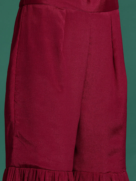 Indo Era Ethnic Motifs Embroidered Kurta with Sharara & Dupatta