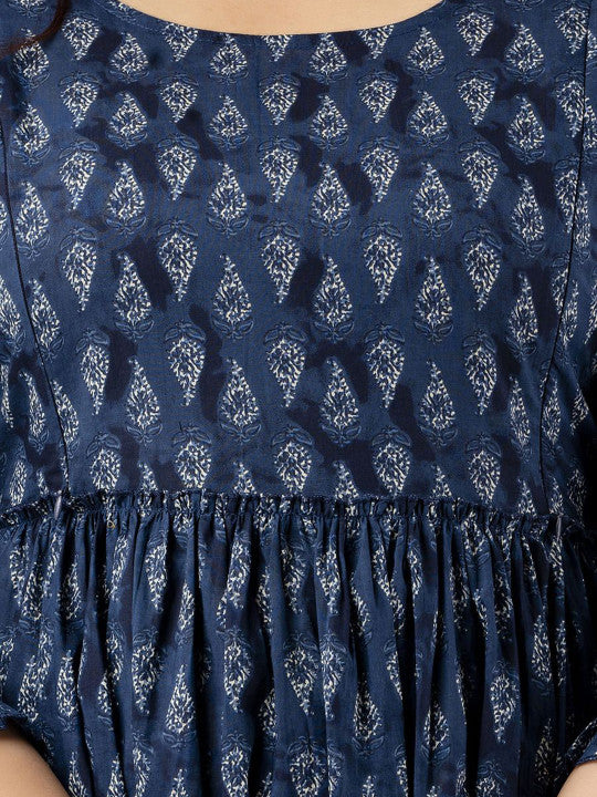 VARICOS Ethnic Motifs Printed Fit & Flare Tiered Cotton Maternity Maxi Dress