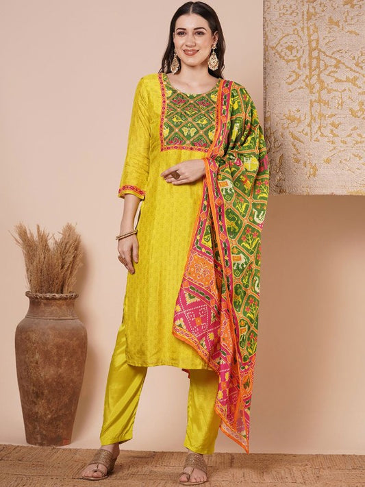 FASHOR Women Ethnic Motifs Printed Regular Sequinned Kurta