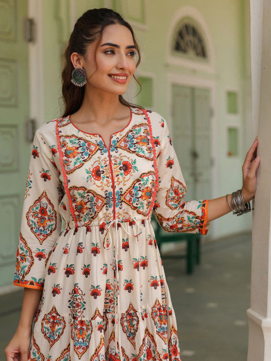 Printed Fit & Flare Ethnic Dress