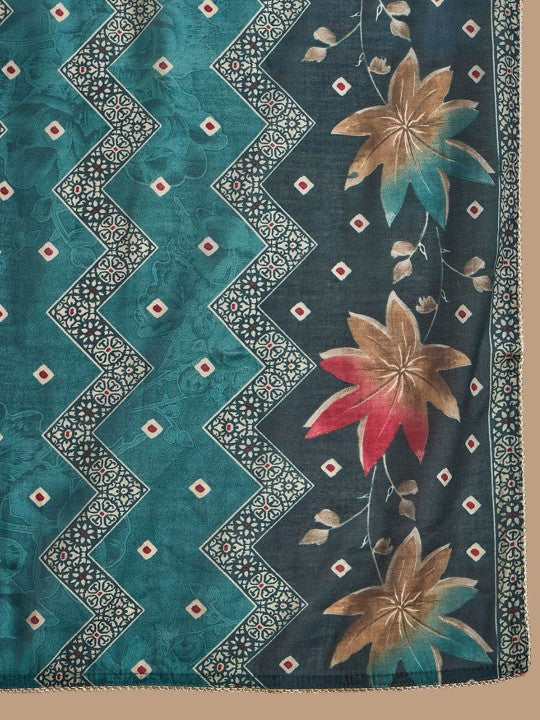 all about you Printed Sequinned Chanderi Silk A-Line Kurta