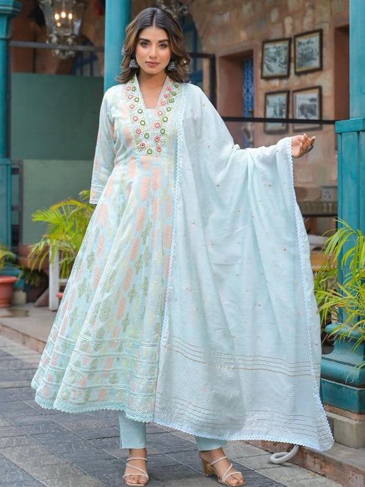 Aavanya Women Blue Kurta Sets