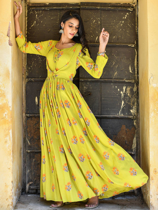 Anastay Clothing Printed Empire Ethnic Dress