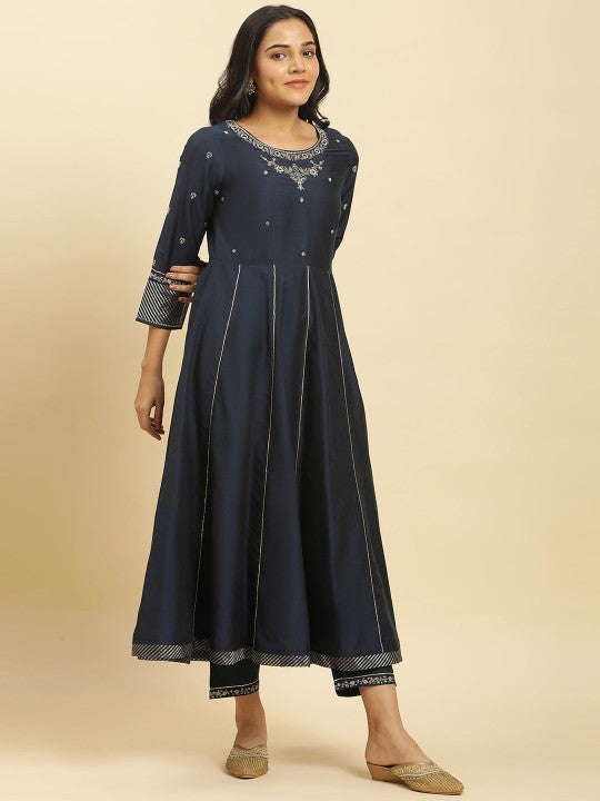 W Festive Rayon Kurta With Straight Pant & Dupatta