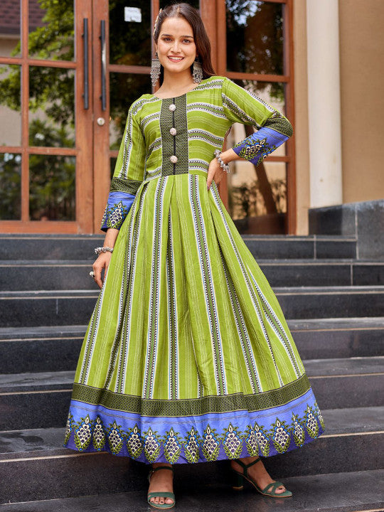 Printed Fit And Flare Ethnic Dresses