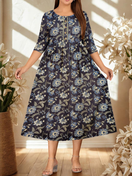Vaidiki Women Maternity Floral Flared Ethnic Dress