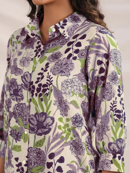 Floral Printed Pure Cotton Tunic With Trousers Co-Ords