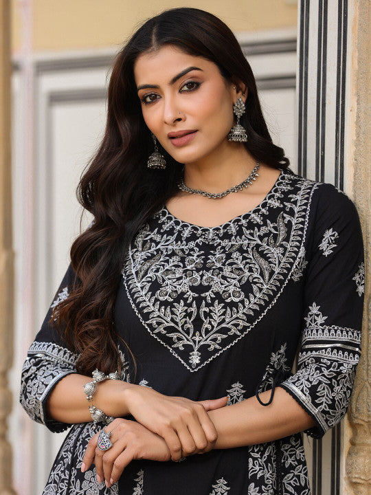 Printed Cotton Fit & Flared Midi Ethnic Dress