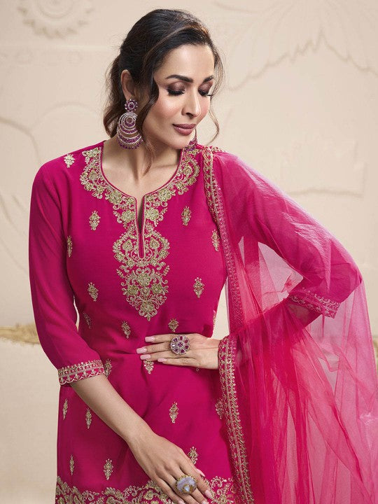 Inddus Women Floral Zari and Sequinned Embroidered Kurta