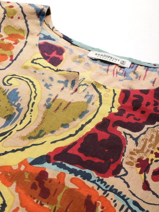 Printed Pure Cotton Tunic With Trousers