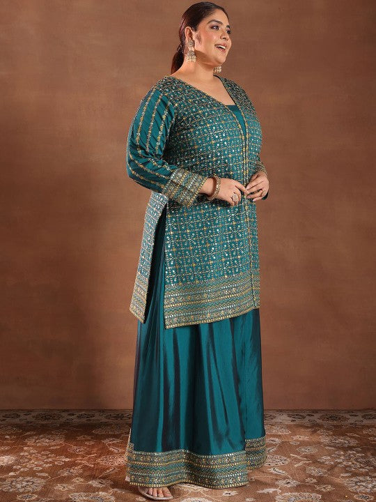 EXTRA LOVE BY LIBAS Plus Size Ethnic Motifs Embroidered Kurta