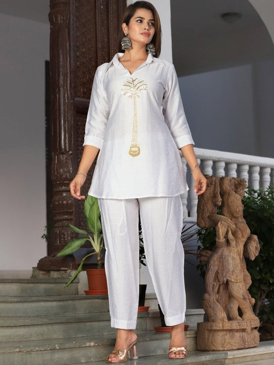HIGHLIGHT FASHION EXPORT Self Design Tunic & Trousers