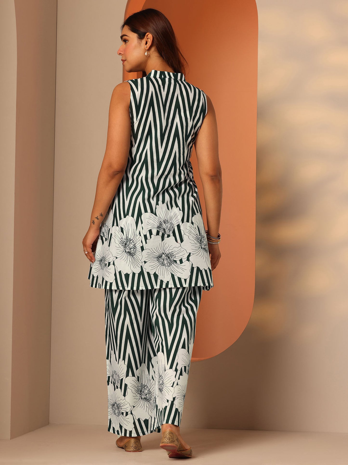 Cotton Green Printed Straight Co-Ord (Set of 2)