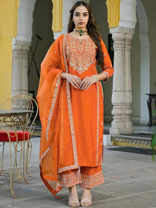 House of Pataudi Women Embroidered Regular Kurta