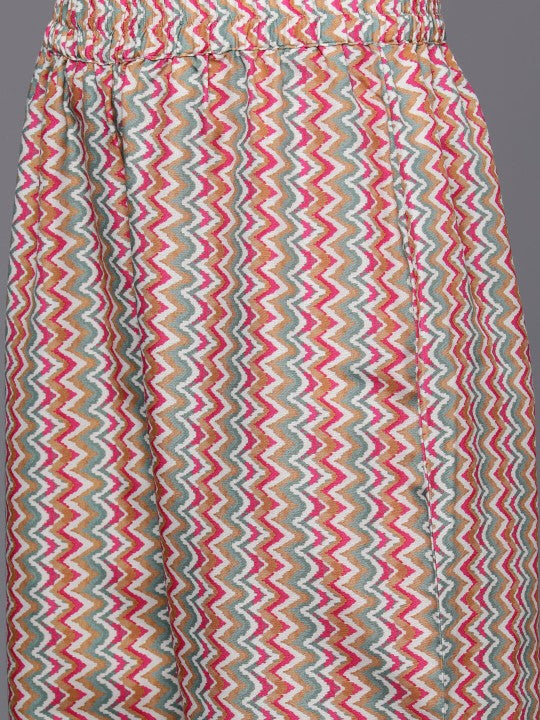 Varanga Rust Geometrical Printed Straight Kurta With Trouser